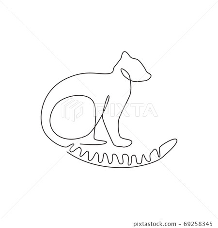 Single continuous line drawing of lovely adorable lemur for logo identity 69258345