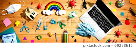 Distance learning with Covid-19 theme Distance learning with Covid-19 theme 69258615