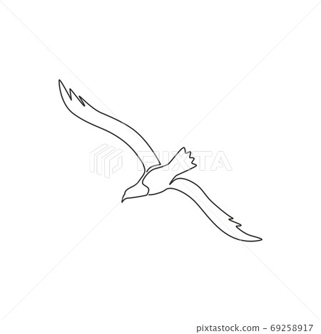 One continuous line drawing of beauty seagull for marine company logo identity 69258917