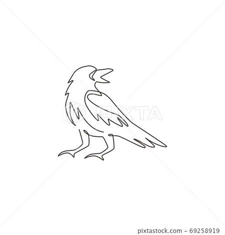 One single line drawing of mysterious raven for company business logo identity 69258919