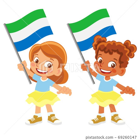 sierra leone flag in hand set sierra leone flag in hand set 69260147