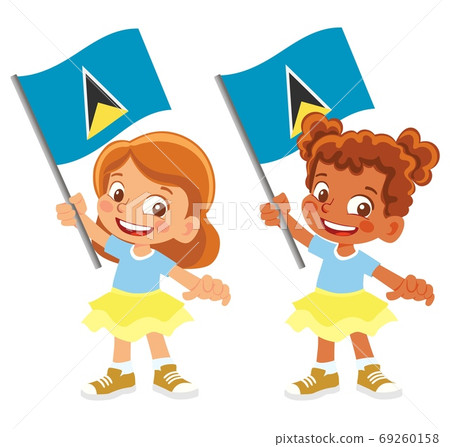Saint Lucia flag in hand set 69260158