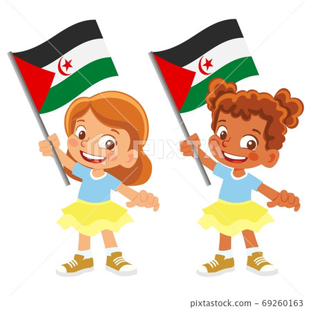 Sahrawi Arab Democratic Republic flag in hand set Sahrawi Arab Democratic Republic flag in hand set 69260163