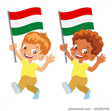Hungary flag in hand set Hungary flag in hand set 69260396
