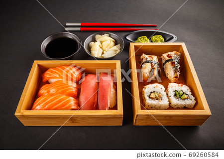 Sushi set, sushi rolls 69260584