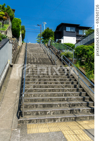 Seiseki Sakuragaoka Long stairs leading to... Stock Photo [69260716