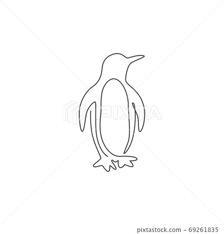 One single line drawing of cute funny penguin for company business logo identity 69261835