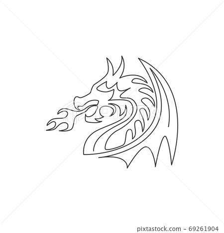 Single continuous line drawing of fictional monsters dragon for Chinese traditional logo identity Single continuous line drawing of fictional monsters dragon for Chinese traditional logo identity 69261904