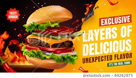 Homemade burger ad banner 69262873
