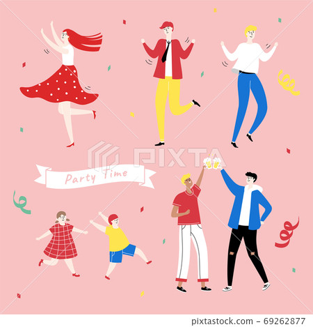 Colorful party time doodle 69262877