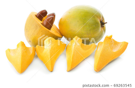 Egg fruit, Canistel, Yellow Sapote (Pouteria campechiana (Kunth) Egg fruit, Canistel, Yellow Sapote (Pouteria campechiana (Kunth) 69263545