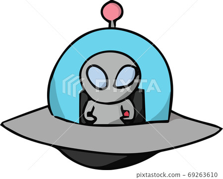 不明飛行物與可愛的外星人的插圖 69263610
