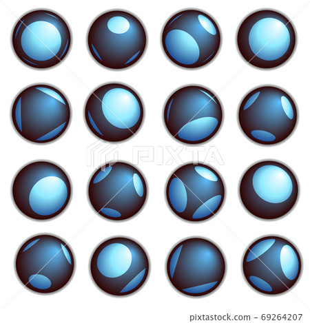 techno ball button in blue on a white background 69264207