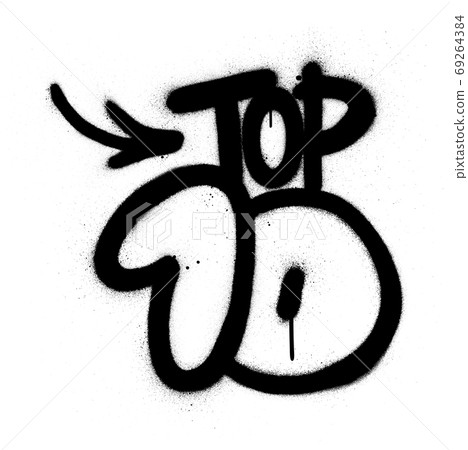 graffiti top 10 text sprayed in black over white 69264384