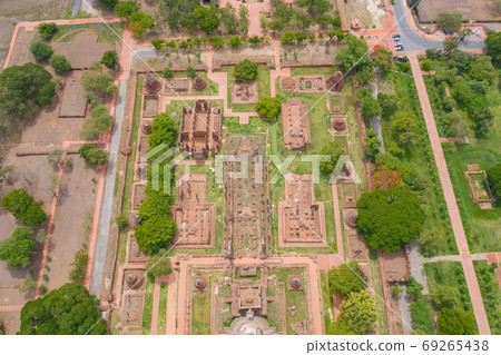 Aerial top view of temple in Ayutthaya Province, Sukhothai near 69265438