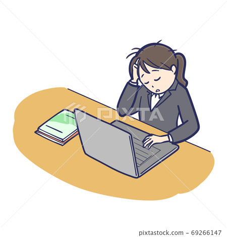 Job-hunting girls worried in front of a computer Job-hunting girls worried in front of a computer 69266147