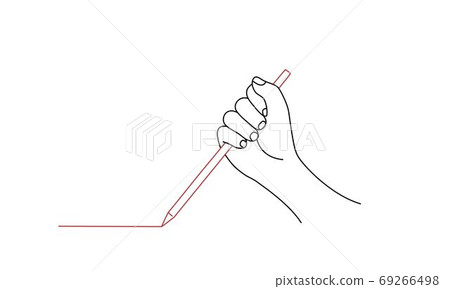 Red pencil in fist. Red pencil in fist. 69266498