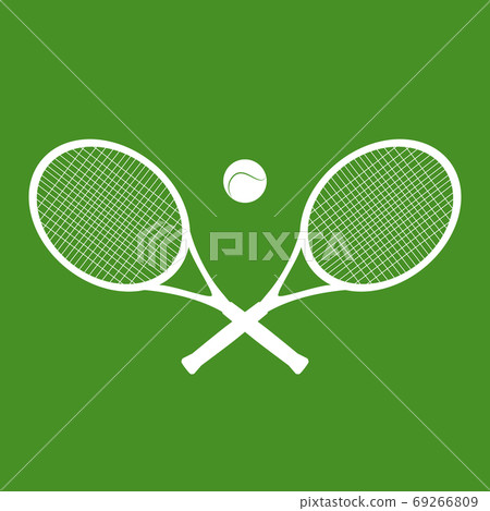 Illustration of silhouettes of rackets and a ball for tennis Illustration of silhouettes of rackets and a ball for tennis 69266809