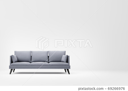 Grey couch with pillows on studio white background. Grey couch with pillows on studio white background. 69266976