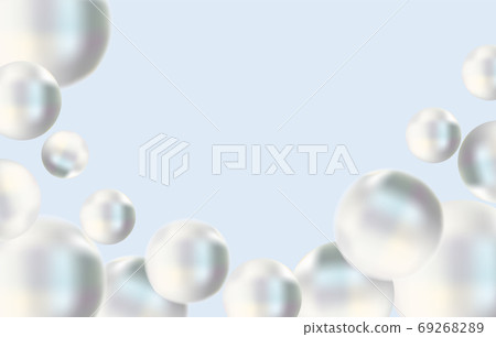 Shiny white sea pearl on blue background. Beautiful jewelry for women. Illustration for your poster, banner. Vector illustration 69268289