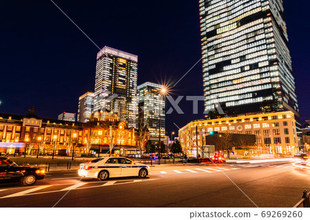 東京站丸之內站前視圖晚上視圖 東京站丸之內站前視圖晚上視圖 69269260