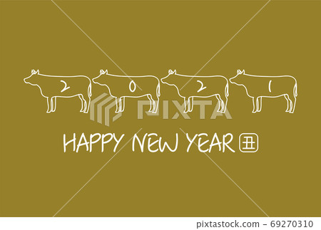 新年賀卡:2021牛年黃金襯牛插圖黃金 新年賀卡:2021牛年黃金襯牛插圖黃金 69270310