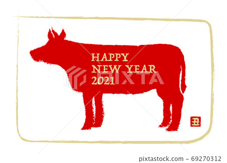 新年賀卡:2021牛年牛剪影圖 新年賀卡:2021牛年牛剪影圖 69270312