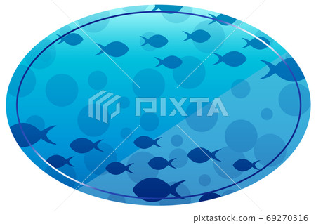 Oval frame blue fish - Stock Illustration [69270316] - PIXTA