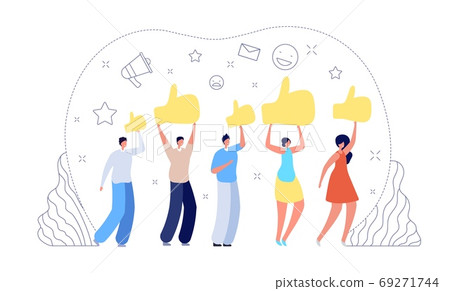 People give rate. Customer choice, woman man rank satisfaction. Client good review, success work or quality feedback vector illustration 69271744