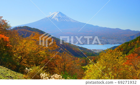 從三坂Pass見到的富士山越過川口湖 從三坂Pass見到的富士山越過川口湖 69271932