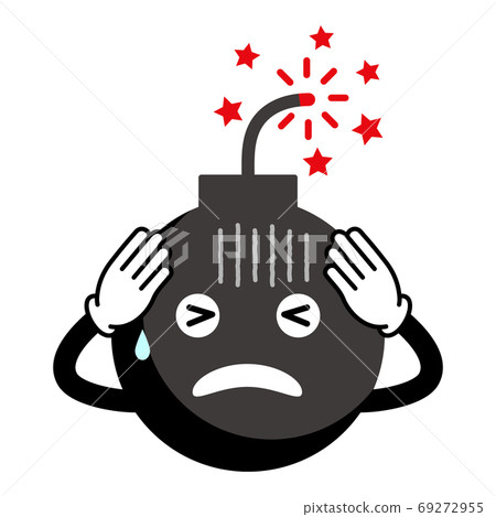 Bomb character holding his head (bomb mark) Bomb character holding his head (bomb mark) 69272955
