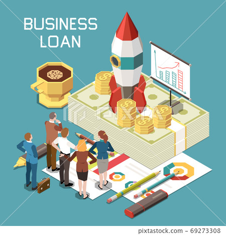 Business Loan Isometric Composition  Business Loan Isometric Composition  69273308