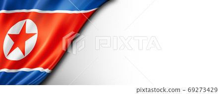 North Korean flag isolated on white banner North Korean flag isolated on white banner 69273429