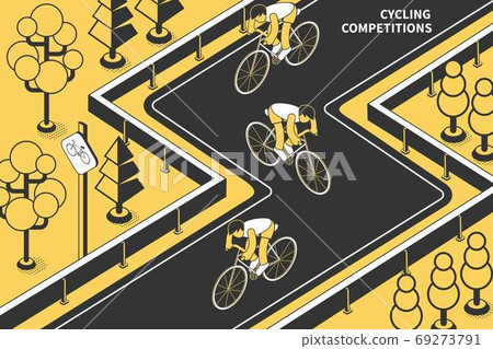 Cycling Race Isometric Composition 69273791