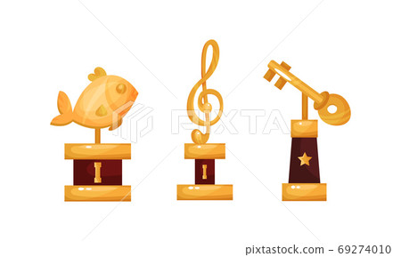 Golden Awards and Trophy of Different Shapes Vector Set Golden Awards and Trophy of Different Shapes Vector Set 69274010
