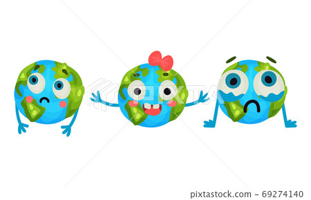 Humanized Globe Sphere Thinking and Crying Vector Set Humanized Globe Sphere Thinking and Crying Vector Set 69274140