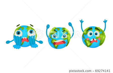 Humanized Globe Sphere Crying and Screaming Vector Set Humanized Globe Sphere Crying and Screaming Vector Set 69274141