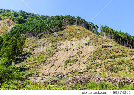 Mountain surface after disaster 69274295