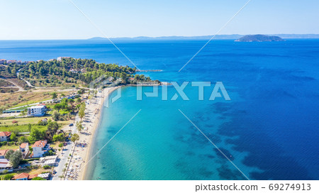 Beautiful Summer Scene in the Greece. Sithonia, Neos Marmaras. Beautiful Summer Scene in the Greece. Sithonia, Neos Marmaras. 69274913
