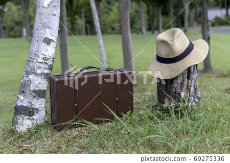 Travel bag and straw hat 69275336