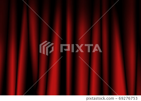 Red curtain fabric texture background. 69276753