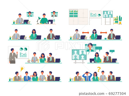 Illustration of a working person having a meeting 69277304