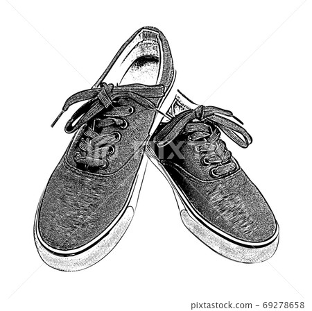 A pair of sneakers with white laces isolated on... - Stock Illustration ...