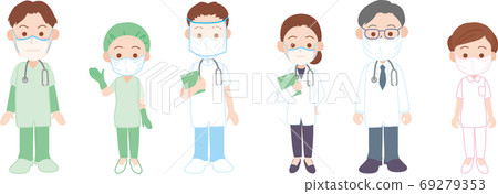 連續戴著口罩的醫務工作者 69279353
