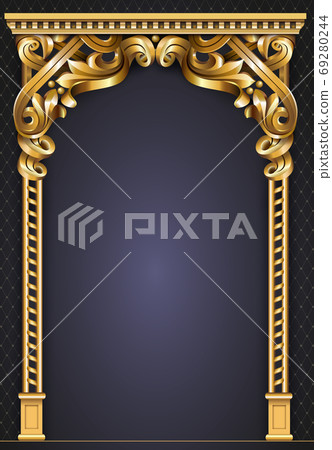 Gold classic frame of the rococo baroque Gold classic frame of the rococo baroque 69280244
