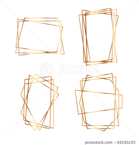 Geometrical polyhedron. Gold frame - Stock Illustration [69280285] - PIXTA