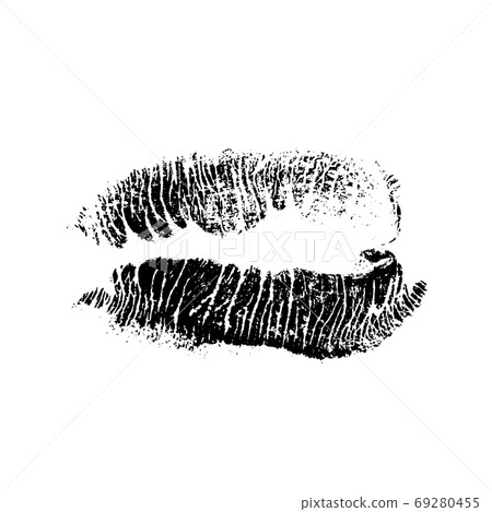 Lips track print. Stamp of mouth isolated on white background. Vector illustration. Lips track print. Stamp of mouth isolated on white background. Vector illustration. 69280455
