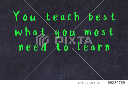 Black chalkboard with wise inscription on it 69280769