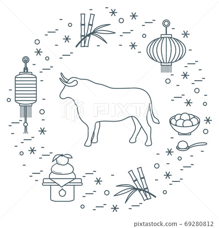 New Year Ox Bull symbol 2021 Chinese calendar 69280812