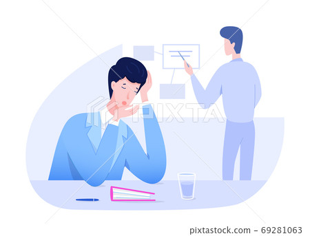 Bored tired yawning manager at corporate meeting 69281063